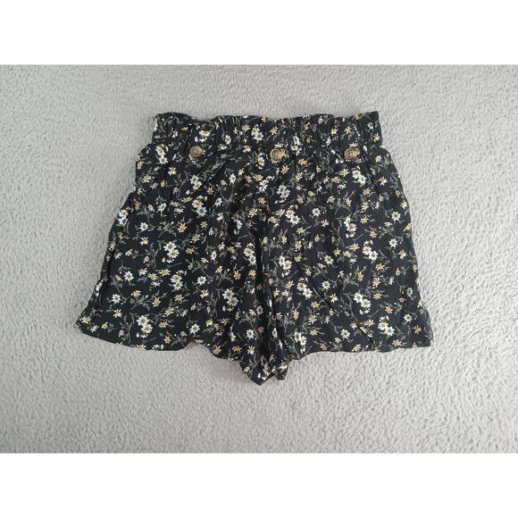 American Eagle Outfitters Shorts Womens Medium Black Floral Stretchy Buttons - Picture 7 of 9